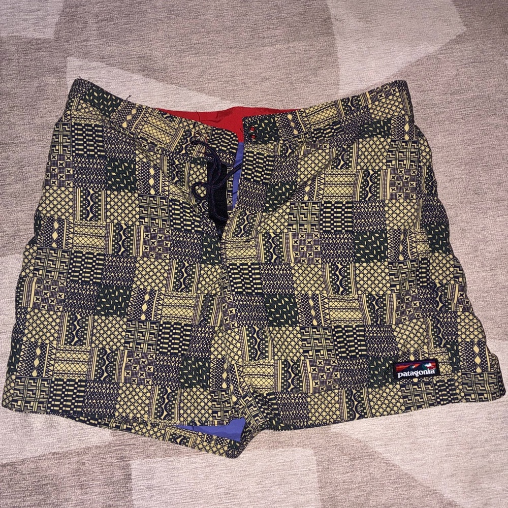 Patagonia Hybrid Green and Red Shorts for Versatile Adventures